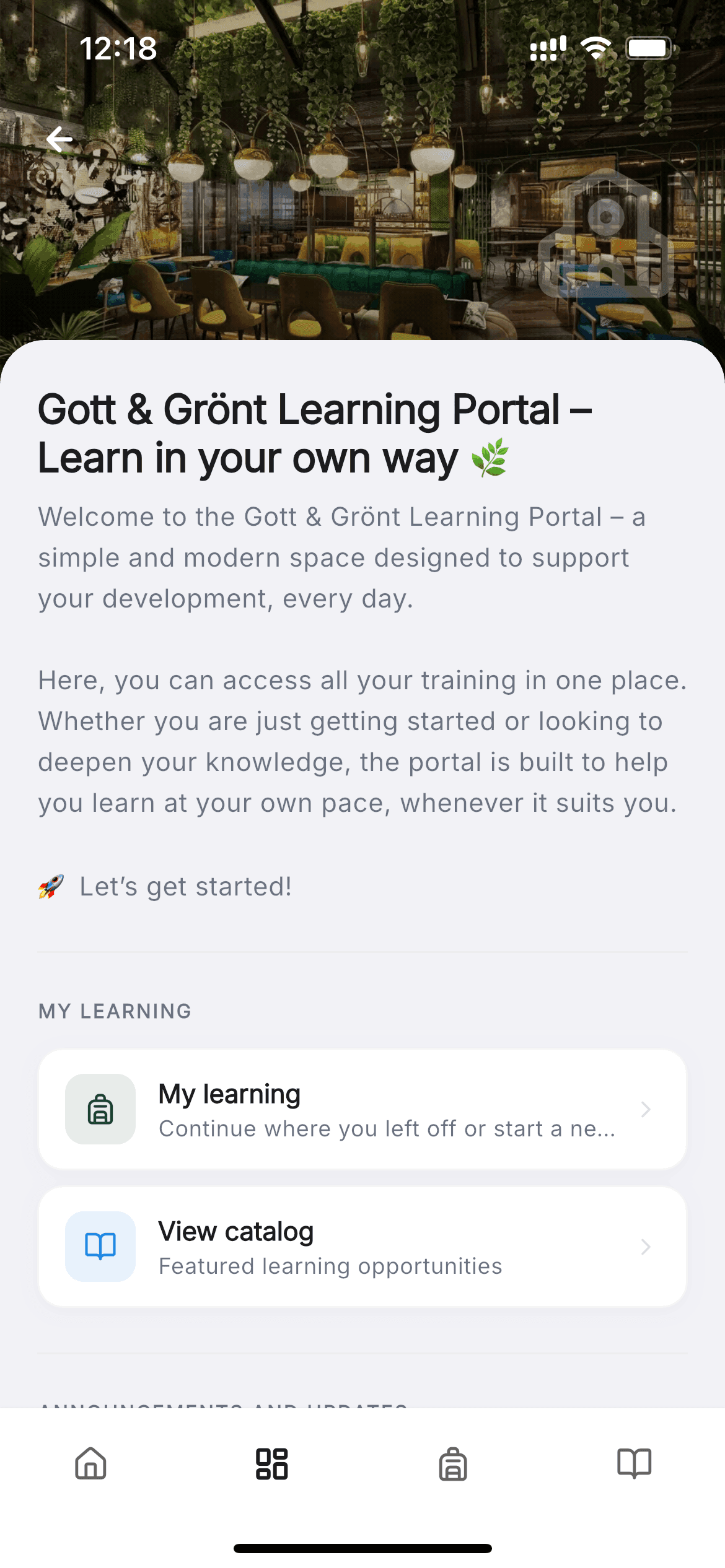 Todolo learning portal on mobile showing courses and progress.